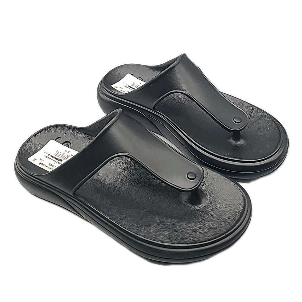 Stuart Weitzman Stuflex T-Strap Thongs Slide Sandal Women Black PVC sz 7 NEW